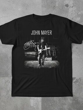 John Mayer Graphic T-Shirt – Vintage Style Guitar Tee – Music Lover Black Shirt